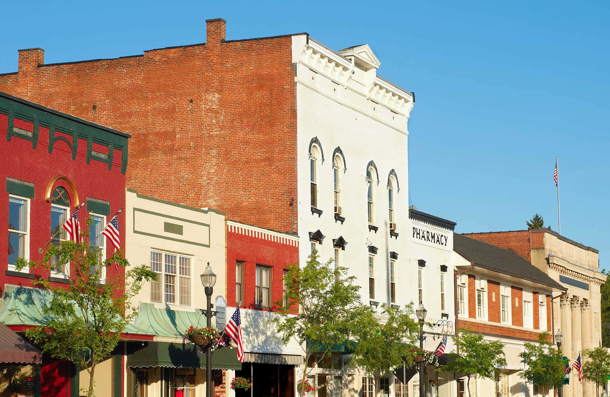 A photo of the historic downtown Chagrin Falls in Ohio.